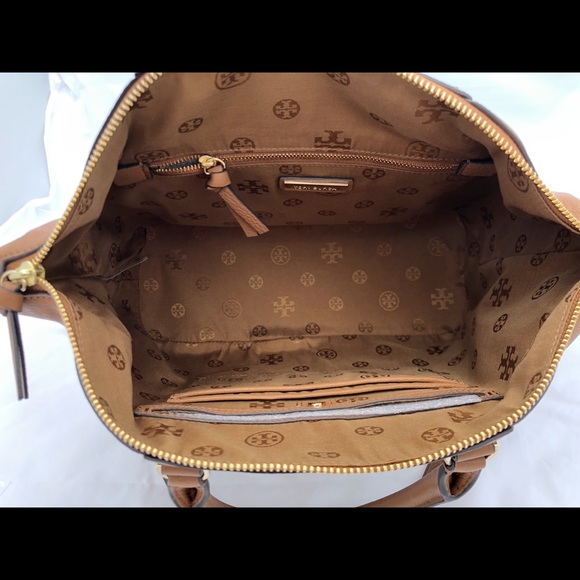 Tory Burch Bombe T Medium Slouchy Satchel Bark - Picture 8 of 8